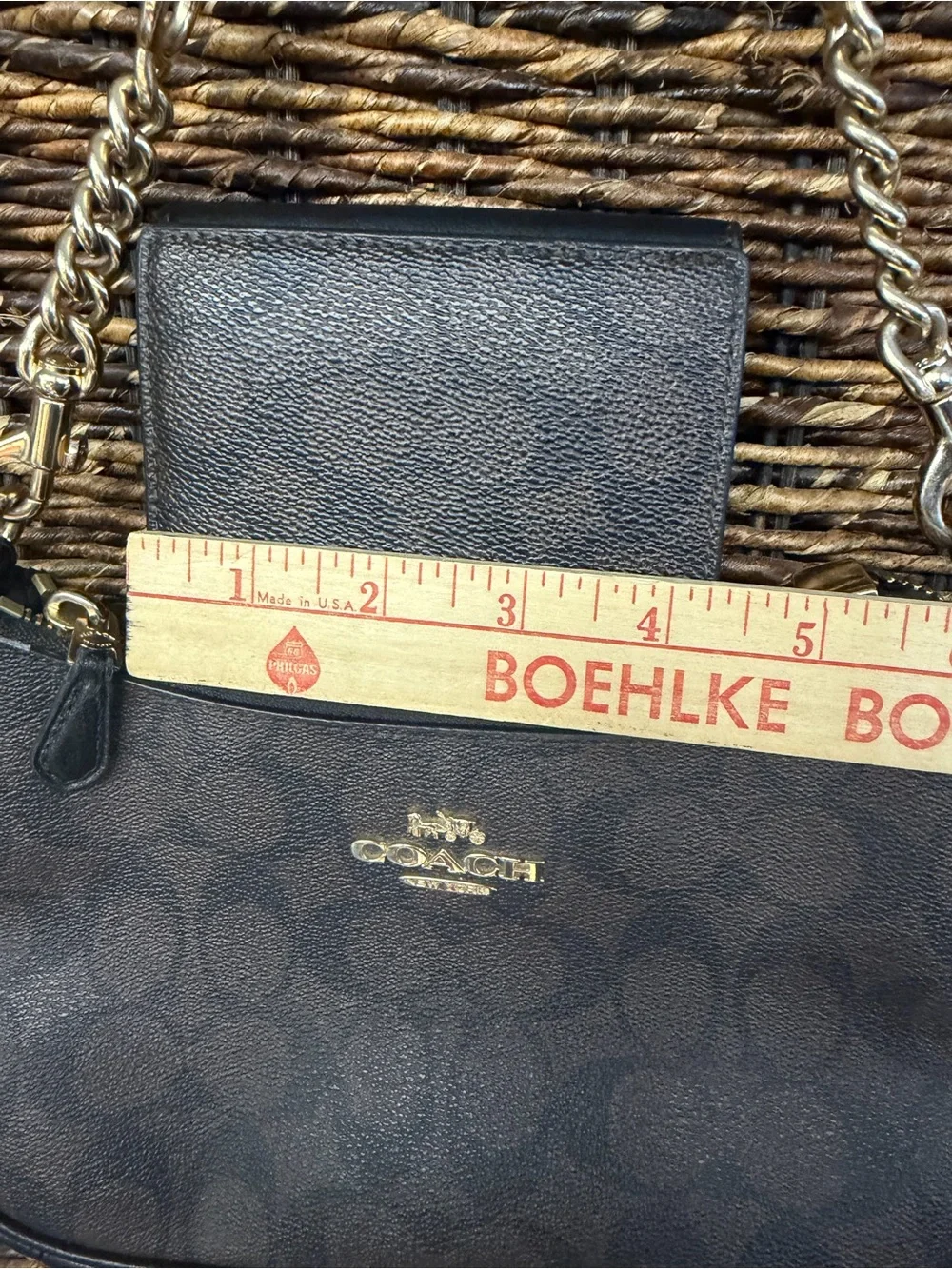 Coach-Teri Bag,Brown Signature Shoulder Bag w/Gold Hardware and matching wallet